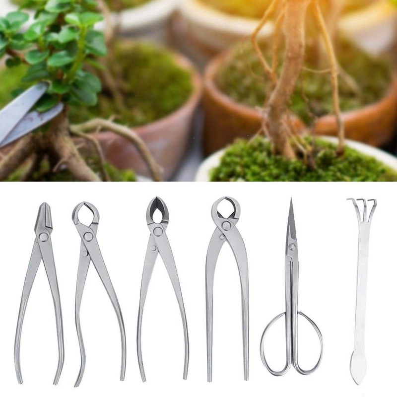 Bonsai Tools Set, 6pcs Stainless Steel Bonsai Garden Plant Tree