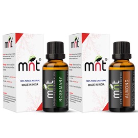 MNT Combo of Rosemary Oil and Almond Oil For Hair Growth, Skin care (Each 15ML) - 100% Pure Natural Oil
