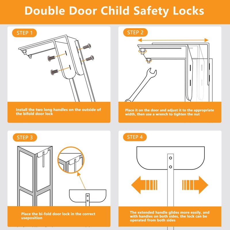 Metal Safety Bi-fold Door Lock, Adjustable Bifold Door Lock Kit