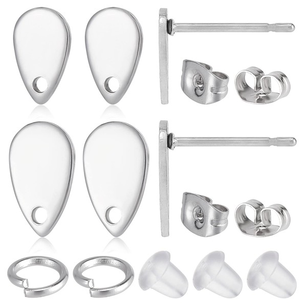 CREATCABIN Pack of 100 Drop Stud Earrings Accessories 2 Sizes