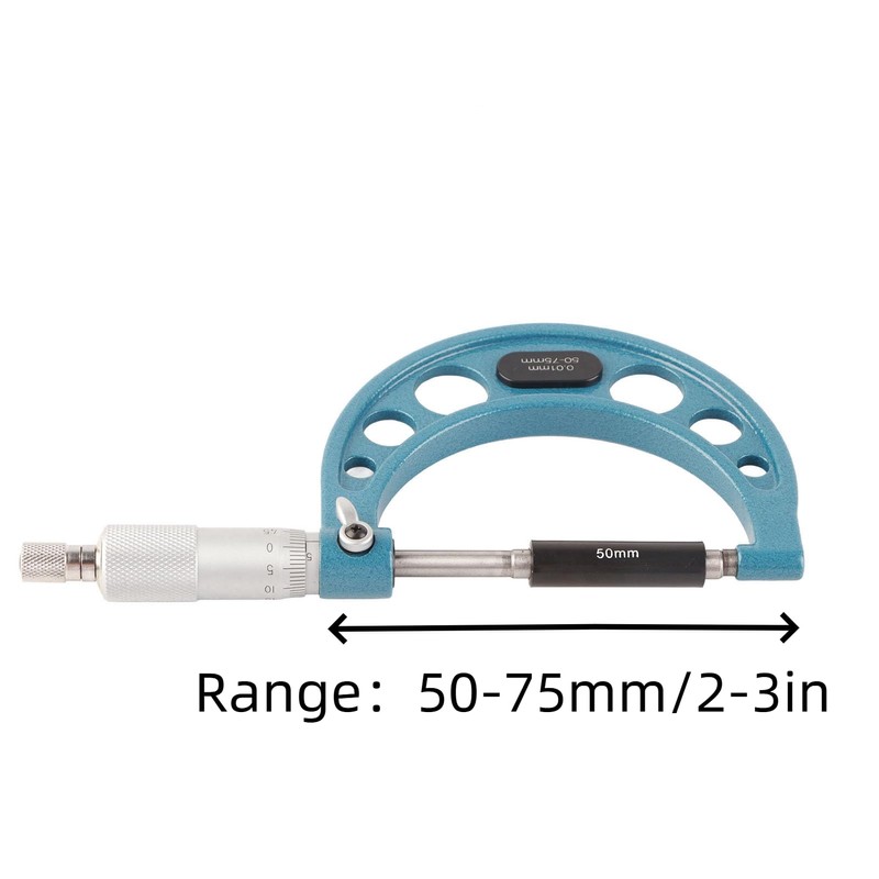 Micrometer Gauge, External Micrometer 0.01 mm with Wrench, Stainless Steel