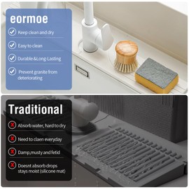 Faucet Mat for Kitchen Sink, 23.6" x 3.9" Diatomaceous Earth Water-Absorbing Stone Tray,Fast Drying, Splash Guard for Kitchen and Bathroom Counter