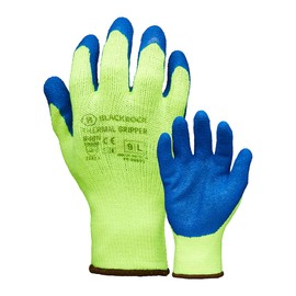 Blackrock Thermal Insulated Heavy Duty Latex Coated Gripper Safety Work Gloves, Mens Womens Working Grip, Ideal For Cold Storage, Handling, Agriculture, Building & Construction - XL, Blue and Yellow