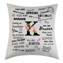 Name Initial Cushion Cover Birthdays Christmas Thanksgiving Gifts Pillowcase Presents Pillow Cover Letter K Pillow Cover Pillow Covers for Friend Mum Dad Uncle Pillow Cover Gift