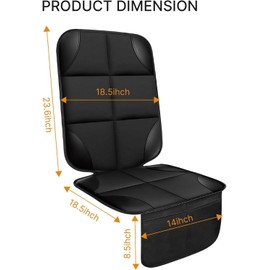 Car Seat Protector, Thick Padding Seat Protector Under Baby Car Seat, 600D Waterproof Non-Slip Fabric Seat Cover for Child and Pet with Pockets