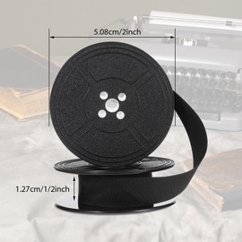 1/2 Inch 2 Pairs Universal Typewriter Ribbon, Vintage Typewriter Ink Ribbon Wide Black Ink Ribbon Twin Spool Typewriter Ribbon Twin Spool Replacement Black for Most Vintage Typewriter