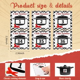 Watersay 1 to 40 Chili Cook Off Pot Number Stickers Chili Cook Off Decorations Chili Self Adhesive Number Stickers for Chili Cook Party Supplies Chili Cook Off Contest Competition