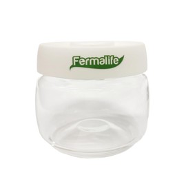 FERMALIFE - Food Storage Jar Containers, Borosilicate Glass Vacuum Seal Lids, Airtight Food Pantry Seal, Flour, Cereal, Pasta, Grains, Oats Canister | Size: 13.5oz, 27oz, 41oz (13.5oz - WHITE)