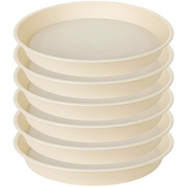 Bleuhome 6 Pack of 6 inch Plant Saucer Drainage Tray, 4 5 7 8 10 12 13 15 17 19 inch Plastic Plant Water Tray, Flower Saucers for Indoors, Plant Dishes for Pots Base (6 inch, Beige)