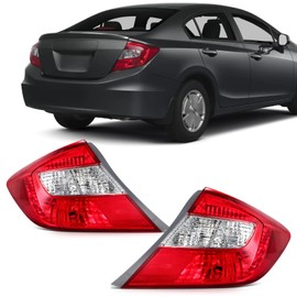 SCITOO Tail Light Assembly Fit 2012-2013 for Honda Civic Red Housing Pair Tail lights 33500TR0A01