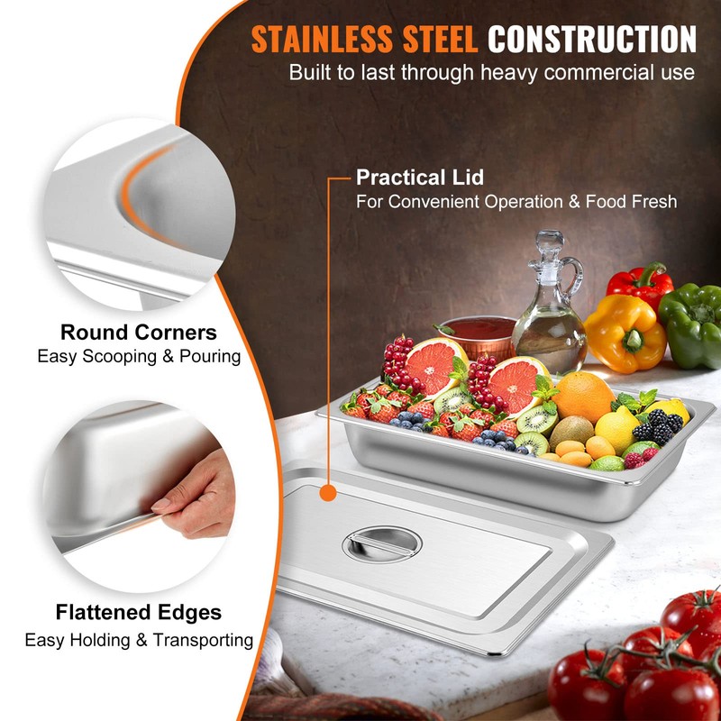 Vevor 4 Pack Hotel Pan 3.7" Deep Steam Table Pan