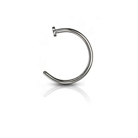 FIFTH CUE Solid Grade 23 Titanium Flat Disc Nose Hoop Ring, Metal