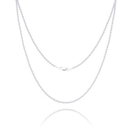 925 Sterling Silver Rope Chain 2mm Necklace for Men Silver Link Chain for Women 16 Inches
