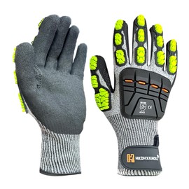 SMONT Anti-Vibration Gloves for Men Women Heavy Duty Work Gloves with Grip ANSI/ISO Certified Safety for Construction Power Tools Machinery (Machine Washable) L