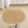 YIRDDEO Bath Mat Khaki Oval Rug with Pom Bathroom Rugs