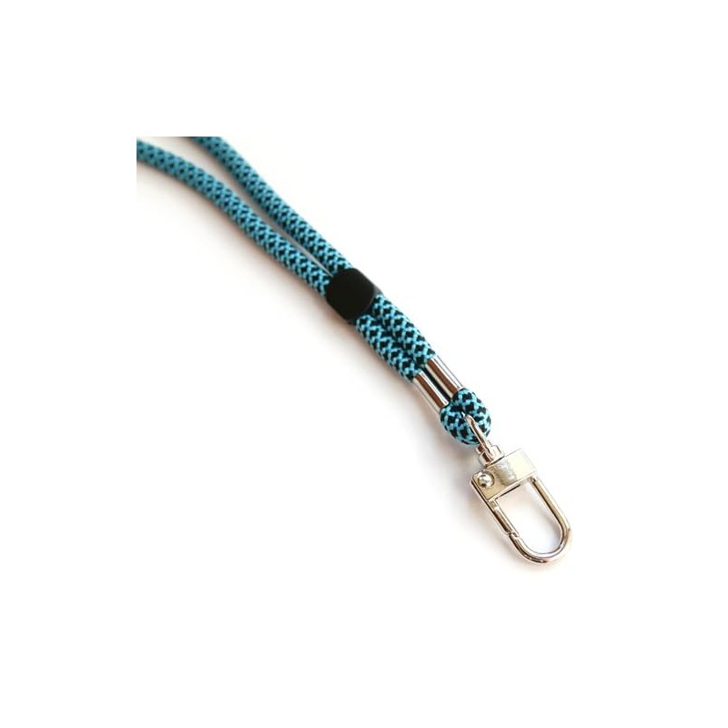 trage.band® Long Adjustable Lanyard Neck Strap with Carabiner Hook, Black/Blue