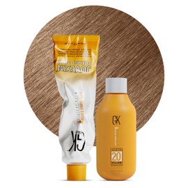 GK HAIR Global Keratin Goldens 8.3 Light Golden Blonde Hair Color Cream Tube (3.4 Fl Oz/100ml) + 20 Volume Developer (5 Fl Oz/150ml) - Professional Permanent Long Lasting Toner Dye