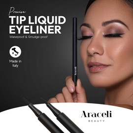 Araceli Beauty Liquid Eyeliner Pen - Water Resistant, Smudge-Proof, Long-Lasting, Quick-Dry Formula for Cat Eye and Winged Looks - Intense Pigments Eye Liner (Coffee)