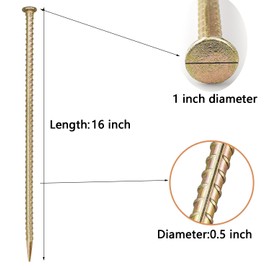 16 Inch Rebar Stakes (20 Pack)- 0.5 Inch Diameter Galvanized Steel Ground Anchors - Heavy Duty Plant Support Garden Stake for Speed Bump, Wheel Stop, Tent Stakes Metal Rebar Support