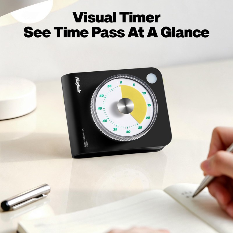 60-Minute Visual Timer, Magnetic Countdown Time Timers, Black