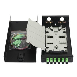 Duogalia SC-SM 6 Simplex 6 Port Wall Mount Fiber Enclosure with Splice Tray Singlemode SC-APC Kit (Includes 1.2 Meter Pigtail and 6PC Coupler)