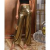 heipeiwa Women's Metallic Wide Leg Palazzo Pants Rib Pleated Smocked