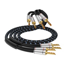 Tertullus 1 Pair of High-End Speaker Cable OFC Silver-Plated with Banana Plug HiFi Speaker Cable for Home Cinema, Amplifier, Speaker, HiFi System 2.5 m
