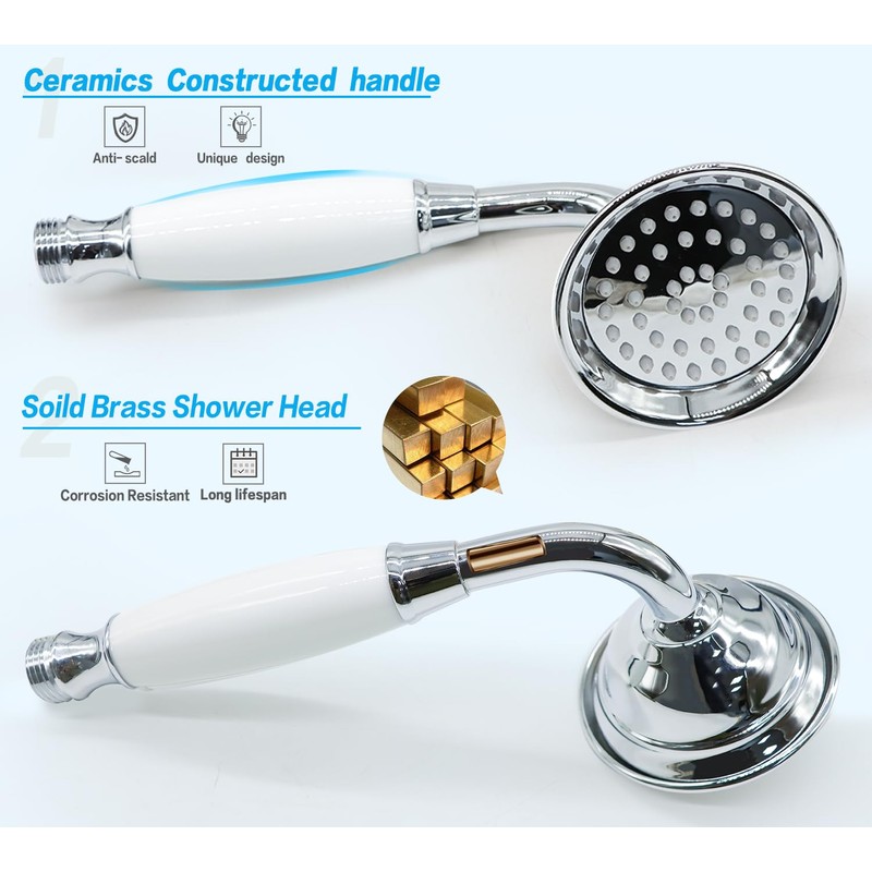 ENGA Vintage Hand-held Shower Rain Sprayer Telephone Shaped Brass Ceramic