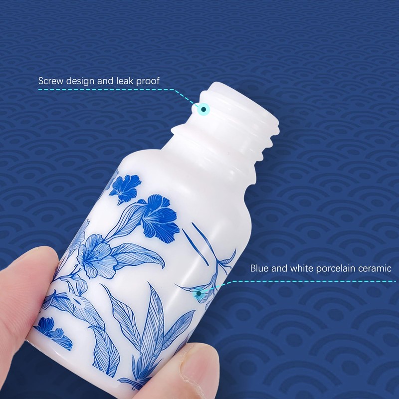 Newzoll 15mL/0.5oz Ceramic Eye Dropper Bottles Blue and White Porcelain