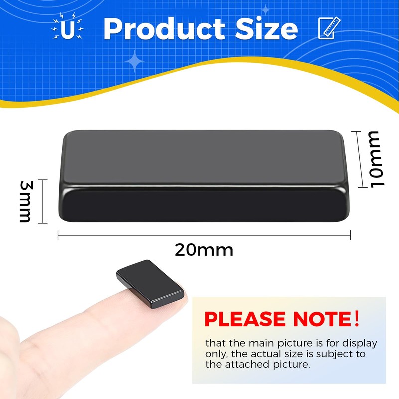 Wukong 20x10x3mm Strong Magnets, 12 Pack Bar Magnet, Square Magnet