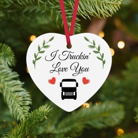 Truck Driver Gift Christmas Ornament Anniversary Ornament for Husband Boyfriend Truck Diver Ceramic Ornament Valentine's Day Gift for Him Trucker Accessories for Truck Driver Christmas Birthday Gifts