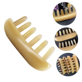 SAFIGLE Natural Ox Horn Wide Tooth Hair Comb Static Massaging Hair Brush for All Hair Types Durable Lightweight Design for Detangling and Styling