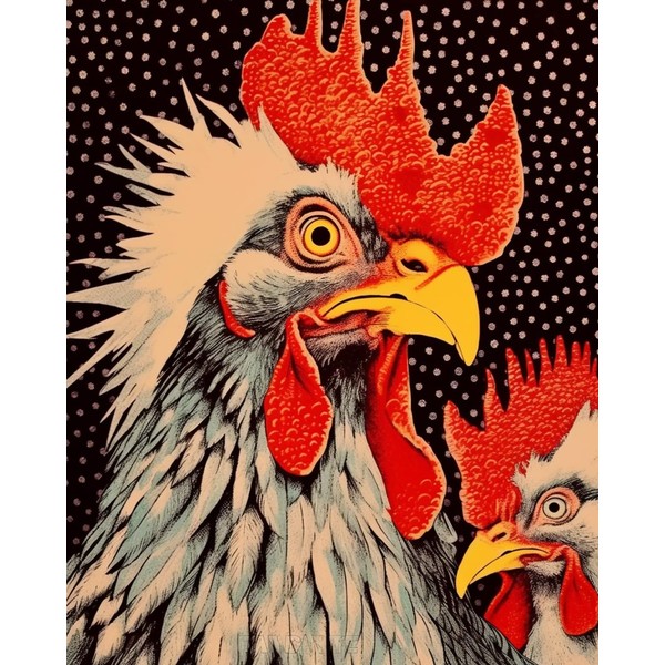 Farmhouse Animal Roosters Paint By Bumbers For Adults Beginner Farm