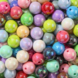 ANCADN 16mm Acrylic Beads,100pcs Chunk Bubblegum Beads,Beads for Pens,Shine Disco Ball Beads,Jumbo Plastic Beads for Necklace Jewelry Bracelets DIY Crafts Making (mixcolor)