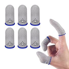 JWH Ultra-Thin Silver Fiber Gaming Finger Sleeves,White Thumb Sleeves Mobile Gaming Cots,6 Pack Gaming Finger Gloves for PUBG,Tightly Woven Wire,Silky and Sweat-Proof,Fundas para Dedos Gamer