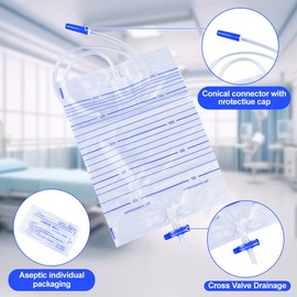 Pack of 10 Urine Bags 2000 ml, XPJBKC Catheter Bag with 90 cm Catheter and T-Valve, Anti Backflow Urine Bag, Leg Bag for Catheter, Urine Drainage Bag for Men, Women