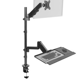 VIVO Sit-Stand Height Adjustable Pneumatic Spring Arm Keyboard Tray Desk Mount for 1 Screen up to 32 inches STAND-SIT1B