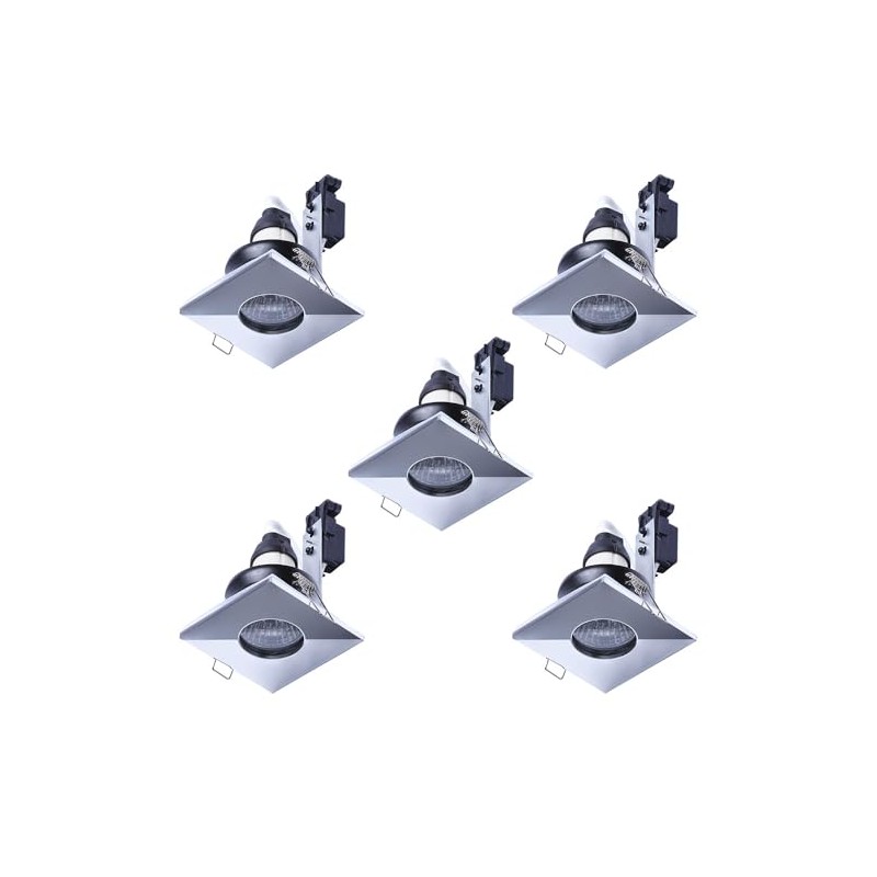 LITECRAFT Recessed Downlights Square Fixed IP65 Spotlights - (Polished Chrome,