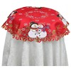 Creative Linens Holiday Christmas Tablecloth 33” Round Embroidered Snowman Snowflake