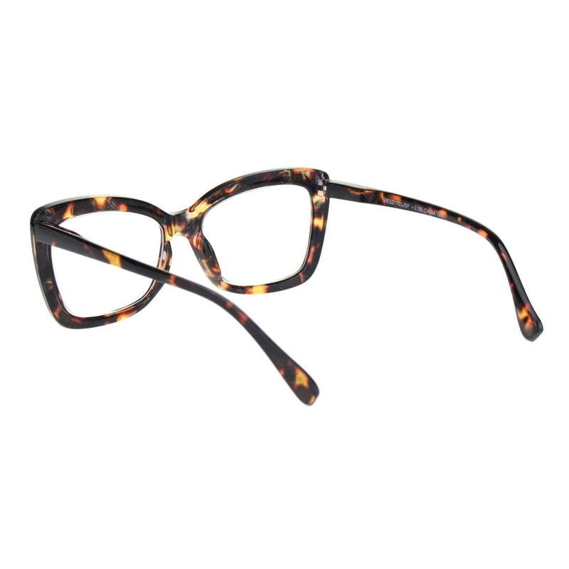 PASTL Reading Glasses Magnified Lens Womens Oversized Rectangular Brown Tort