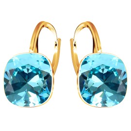 Earrings 925 Silver Austrian Zirconia - 24 Carat Gold-Plated Jewellery for Women and Girls - Drop Earrings Ideal for Gifts for Women, Sterling Silver, Cubic Zirconia