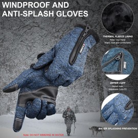 ActFun Winter Gloves, Anti Slip Touchscreen Windproof Cycling Gloves, Warm Gloves Cold Weather Cycling Gloves for Men Women Walking Riding Driving, Deep Blue