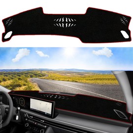 XYHGM Custom Dash Cover Fit for Hyundai Sonata 2024 2025 Non-Slip Interior Decoration Sunshade Glare UV Rays Protector Dashboard Mat Carpet Accessories-Red Edge Without HUD