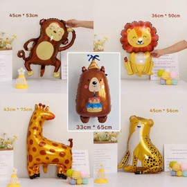 TNTOKU Animal Film Balloons, Zoo Balloons, Big Size Animals Set of 5, Birthday Decorations, Children's Day Party Decorations, Kindergarten Event Decoration