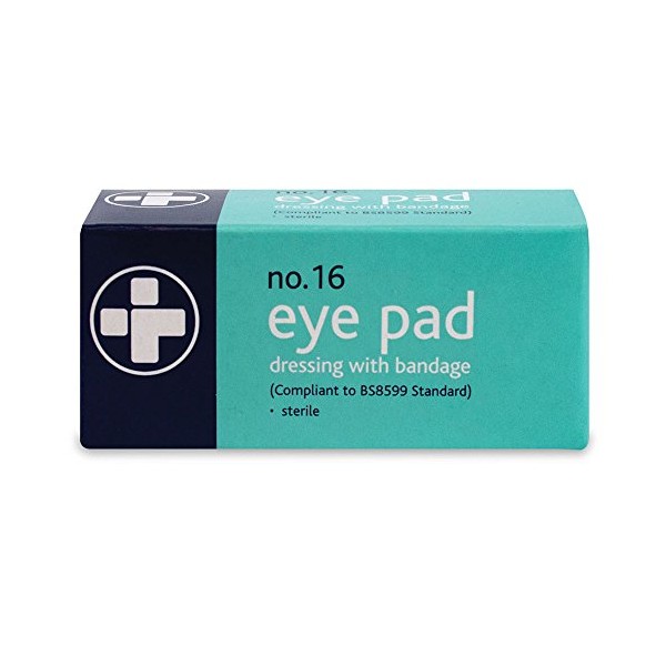 Reliance Medical | REL323 First Aid Eye Pad and Bandage, 16 No. - Thick, Comfortable, Sterile, Individually Boxed Eye Pad Dressing With A Stretch Bandage Attached For Wounds And Injuries- Pack of 10