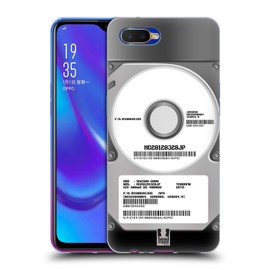 Head Case Designs Silber Hard Disk Drives Soft Gel Huelle kompatibel mit Oppo K1 (2018)