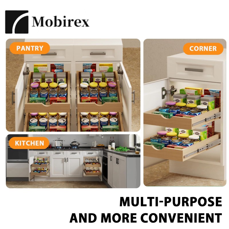 Pull Out Drawers for Cabinet,Wood Slide Out Cabinet Organizer and