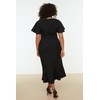 TRENDYOL Women's Midi Bodycon Regular Plus Size Dress, black