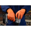 GLOVEWORKS Orange Disposable Gloves, Flock-Lined Nitrile Gloves, Raised Diamond Texture,