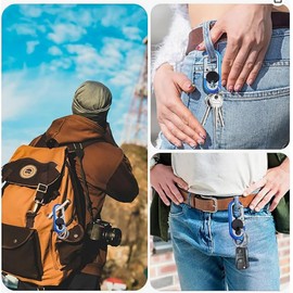 nanaxagly Men’s Car Keychain 2-Pack (Blue + Orange) - Premium Stainless Steel Key Ring with Zinc Alloy Body, Anti-Scratch Durable Design, High Elasticity Buckle for Belt/Pocket